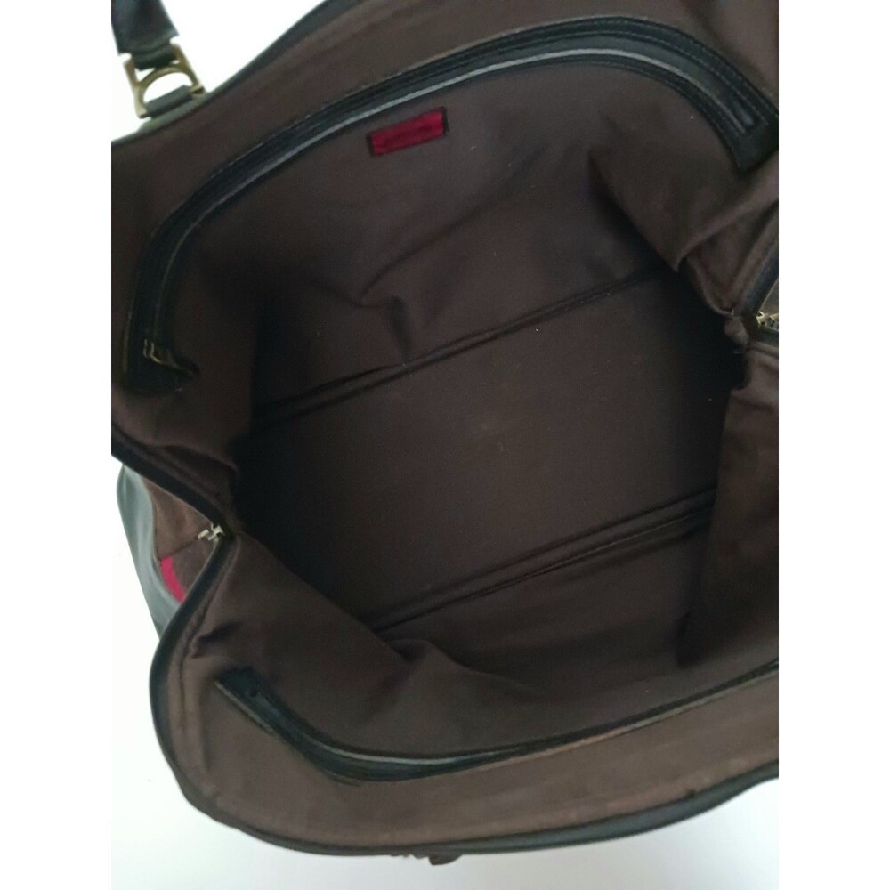 Hartman Luxe Collection Weekender Travel Bag Brown / Red Polka Dots Leather Trim - Picture 7 of 12